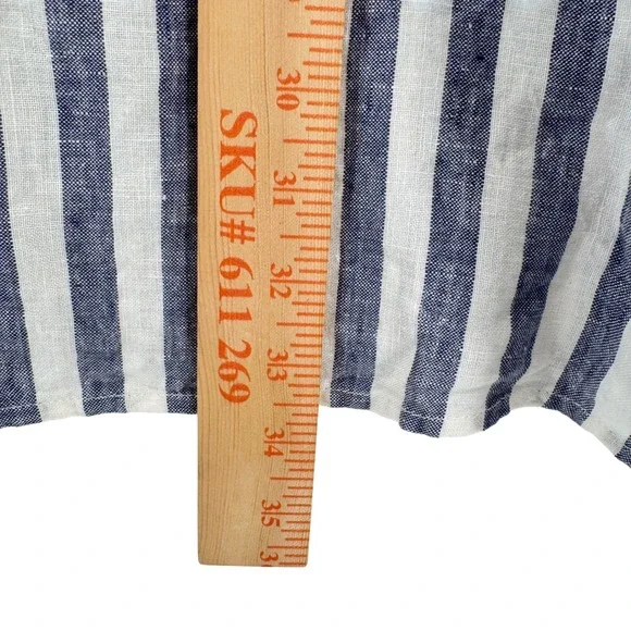 Antibes Blanc Blue White Linen Tunic Dress Preppy Beach Women's Medium - Picture 8 of 8